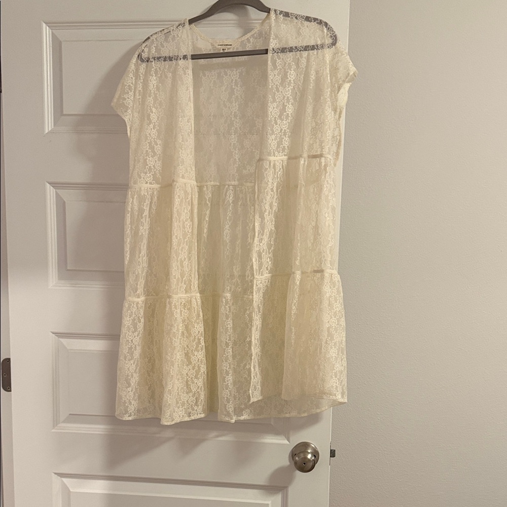 Lucky Brand Cream Lace Kimono